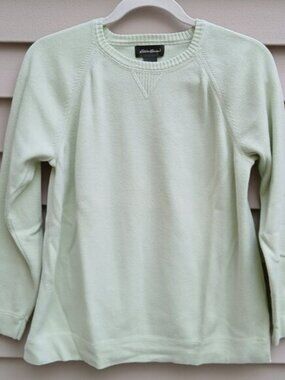 Eddie Bauer Women's 100% Cotton LIME GREEN Crewneck Sweater - MEDIUM